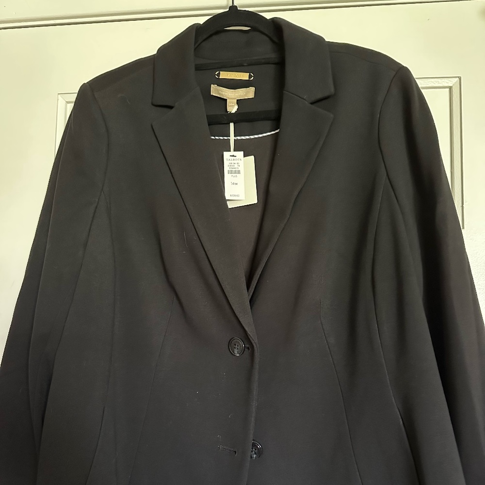 NWT Talbots Italian Luxe Knit Black Blazer size 14W